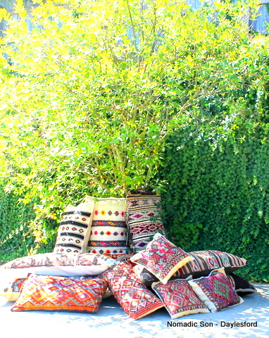 selection of camel bags and floor cushions from Nomadic Son
